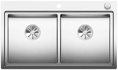  Evier en inox Blanco Divon 521663 couleur inox 860x510 avec 2 cuves vidage manuel