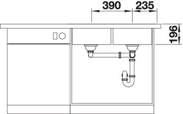 Plan Evier en inox Blanco Divon 521663 couleur inox 860x510 avec 2 cuves vidage manuel