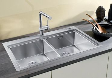 Vue 1 Evier en inox Blanco Divon 521663 couleur inox 860x510 avec 2 cuves vidage manuel