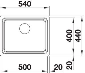 Plan Evier en inox Blanco Etagon 521840 couleur inox 540x440 avec 1 cuve