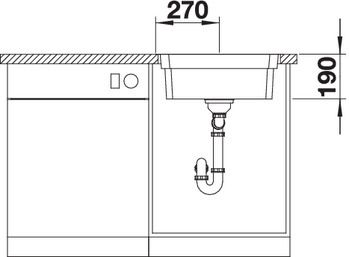 Plan Evier en inox Blanco Etagon 521748 couleur inox 540x500 avec 1 cuve vidage manuel