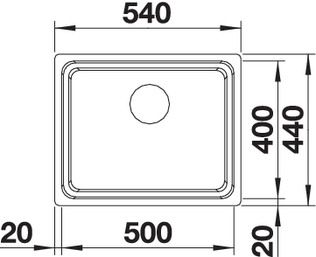 Plan Evier en inox Blanco Etagon 521750 couleur inox 500x400 avec 1 cuve vidage manuel