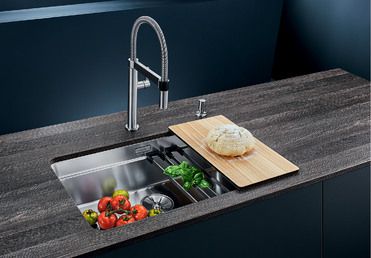 Vue 1 Evier en inox Blanco Etagon 524271 couleur inox 740x440 avec 1 cuve vidage manuel