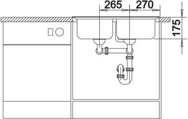 Plan Evier en inox Blanco Classic 507543 couleur inox 780x510 avec 2 cuves