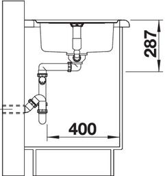 Plan Evier en inox Blanco Classic 523661 couleur inox 860x510 avec 1 cuve vidage manuel