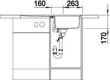 Plan Evier en inox Blanco Classic 523661 couleur inox 860x510 avec 1 cuve vidage manuel