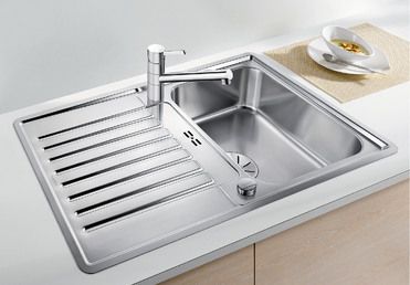 Vue 1 Evier en inox Blanco Classic 523661 couleur inox 860x510 avec 1 cuve vidage manuel