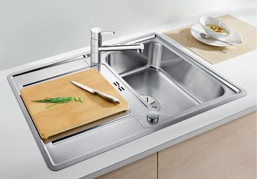 Vue 2 Evier en inox Blanco Classic 523661 couleur inox 860x510 avec 1 cuve vidage manuel