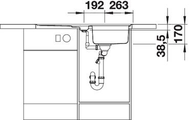 Plan Evier en inox Blanco Classic 523663 couleur inox 915x510 avec 1 cuve vidage manuel