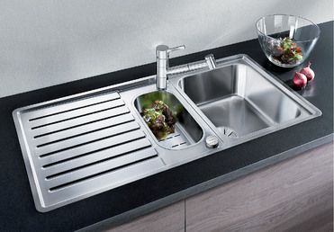 Vue 1 Evier en inox Blanco Classic 523665 couleur inox 1000x510 avec 1 cuve vidage manuel