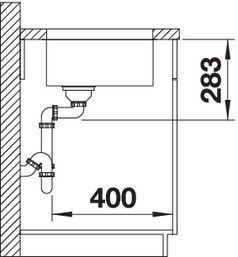 Plan Evier en inox Blanco Supra 518199 couleur inox 340x400 avec 1 cuve