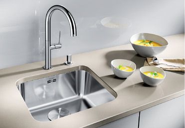 Vue 1 Evier en inox Blanco Supra 518200 couleur inox 340x400 avec 1 cuve vidage manuel