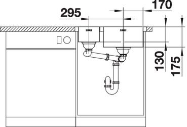 Plan Evier en inox Blanco Supra 523366 couleur inox 620x490 avec 1 cuve