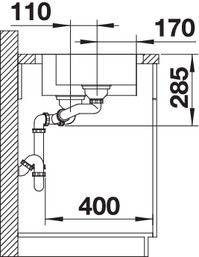 Plan Evier en inox Blanco Supra 523368 couleur inox 627x472 avec 1 cuve