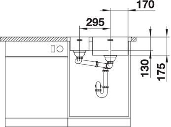 Plan Evier en inox Blanco Supra 523368 couleur inox 627x472 avec 1 cuve