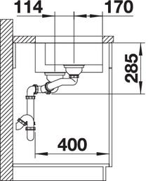 Plan Evier en inox Blanco Supra 525215 couleur inox 605x440 avec 1 cuve vidage manuel
