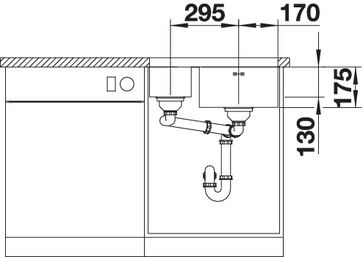 Plan Evier en inox Blanco Supra 525215 couleur inox 605x440 avec 1 cuve vidage manuel