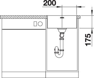 Plan Evier en inox Blanco Supra 523356 couleur inox 440x440 avec 1 cuve