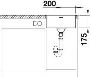 Plan Evier en inox Blanco Supra 523358 couleur inox 450x500 avec 1 cuve