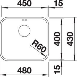 Plan Evier en inox Blanco Supra 518203 couleur inox 450x400 avec 1 cuve