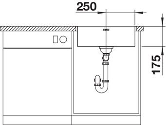 Plan Evier en inox Blanco Supra 523361 couleur inox 540x440 avec 1 cuve