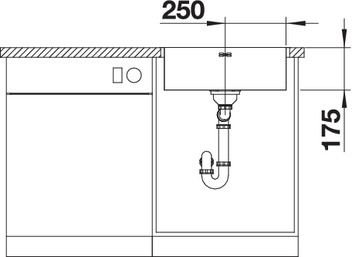 Plan Evier en inox Blanco Supra 523363 couleur inox 540x500 avec 1 cuve