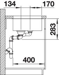 Plan Evier en inox Blanco Ypsilon 518209 couleur inox 550x420 avec 1 cuve