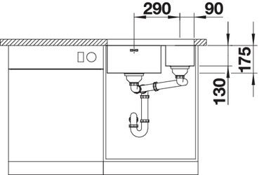 Plan Evier en inox Blanco Ypsilon 518209 couleur inox 550x420 avec 1 cuve