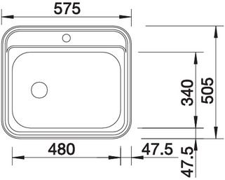 Plan Evier en inox Blanco Dana 511900 couleur inox 575x505 avec 1 cuve