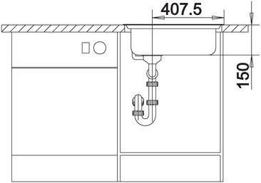 Plan Evier en inox Blanco Dana 511900 couleur inox 575x505 avec 1 cuve