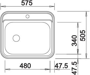 Plan Evier en inox Blanco Dana-if 514646 couleur inox 575x505 avec 1 cuve