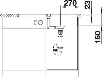 Plan Evier en inox Blanco Lantos 519717 couleur inox 860x500 avec 1 cuve vidage manuel