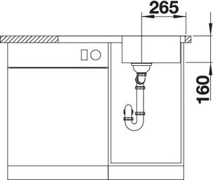 Plan Evier en inox Blanco Lantos 519059 couleur inox avec 1 cuve vidage manuel