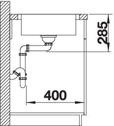 Plan Evier en inox Blanco Lantos 519707 couleur inox 860x500 avec 1 cuve vidage manuel