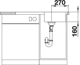 Plan Evier en inox Blanco Lantos 519707 couleur inox 860x500 avec 1 cuve vidage manuel