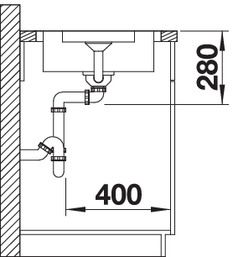 Plan Evier en inox Blanco Lantos 517281 couleur inox 940x490 avec 1 cuve vidage manuel