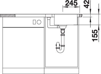 Plan Evier en inox Blanco Lantos 517281 couleur inox 940x490 avec 1 cuve vidage manuel