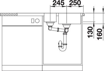 Plan Evier en inox Blanco Lantos 519719 couleur inox 940x490 avec 1 cuve vidage manuel