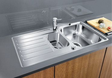 Vue 1 Evier en inox Blanco Lantos 519719 couleur inox 940x490 avec 1 cuve vidage manuel