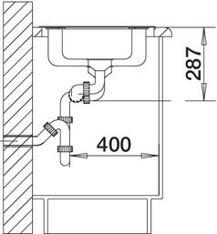 Plan Evier en inox Blanco Lantos 516676 couleur inox 593x488 avec 1 cuve vidage manuel