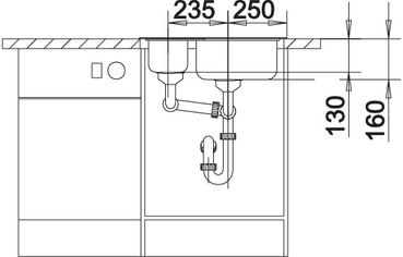 Plan Evier en inox Blanco Lantos 516676 couleur inox 593x488 avec 1 cuve vidage manuel