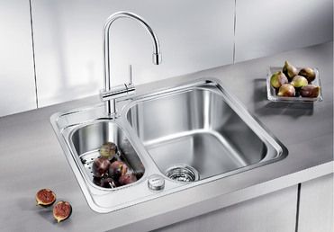 Vue 1 Evier en inox Blanco Lantos 516676 couleur inox 593x488 avec 1 cuve vidage manuel