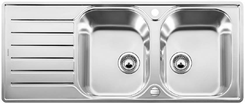  Evier en inox Blanco Lantos 519713 couleur inox 1160x500 avec 2 cuves vidage manuel 519713