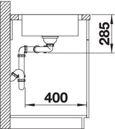 Plan Evier en inox Blanco Lantos 519713 couleur inox 1160x500 avec 2 cuves vidage manuel