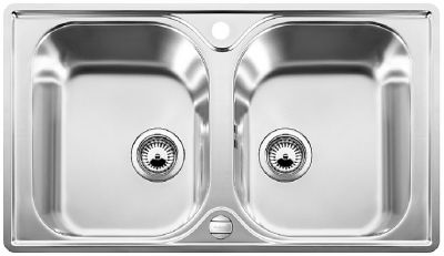  Evier en inox Blanco Lantos 519711 couleur inox 860x500 avec 2 cuves vidage manuel