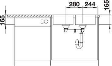 Plan Evier en inox Blanco Lantos 520434 couleur inox 763x490 avec 2 cuves vidage manuel