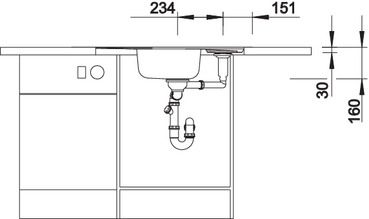 Plan Evier en inox Blanco Lantos 516277 couleur inox 930x510 avec 1 cuve vidage manuel