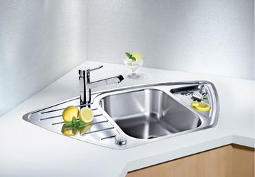 Vue 1 Evier en inox Blanco Lantos 516277 couleur inox 930x510 avec 1 cuve vidage manuel