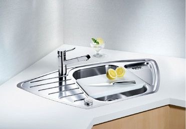 Vue 3 Evier en inox Blanco Lantos 516277 couleur inox 930x510 avec 1 cuve vidage manuel