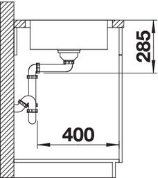 Plan Evier en inox Blanco Lantos 519709 couleur inox 1000x500 avec 1 cuve vidage manuel